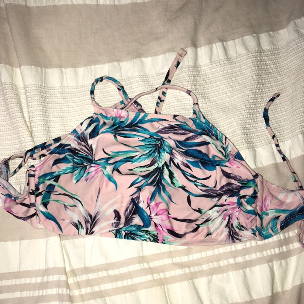 pink floral swimsuit halter top